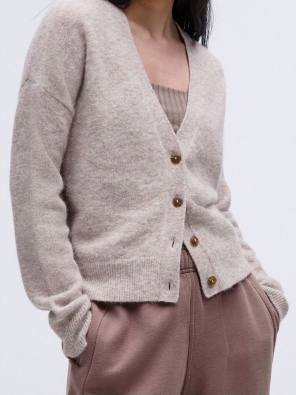 Lululemon Women's Alpaca Wool-Blend Cardigan Sweater Heathered Crepe Xl